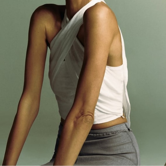 New Criss Cross Tank Summer Tops Sexy Sleeveless Halter Neck | White | S - Picture 3 of 10